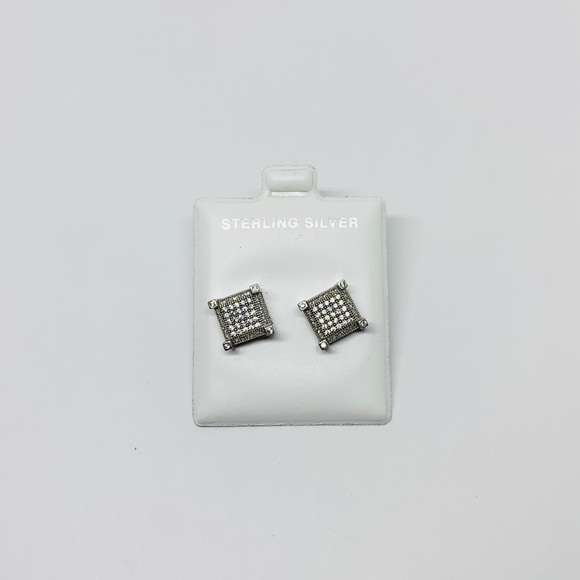 Sterling Silver 925 Men’s earrings Square